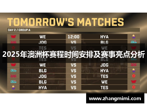 2025年澳洲杯赛程时间安排及赛事亮点分析