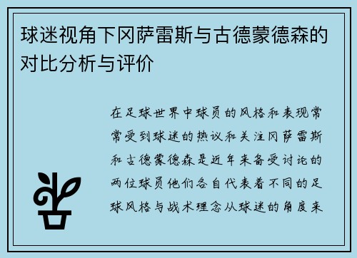 球迷视角下冈萨雷斯与古德蒙德森的对比分析与评价